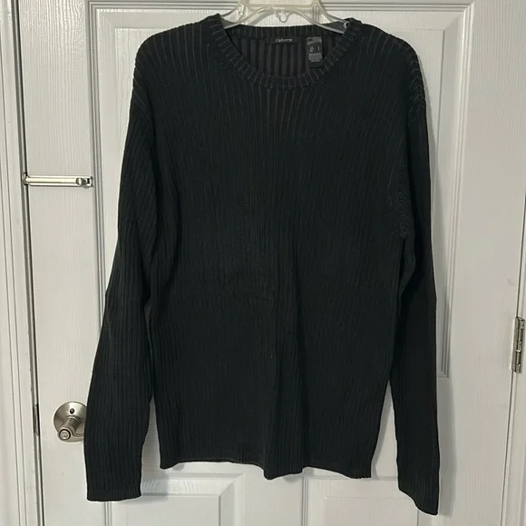 NWOT Claiborne Men’s Ribbed Black Crew Neck Sweater Size Large - Picture 5 of 8